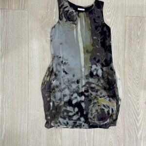 Jodi Arnold Abstract Sheer Overlay Dress - Size 8 - Artistic Print